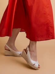 Blanco - Jones Bootmaker Blue Raquelle Leather Heeled Espadrilles - Imagen 1 de 7