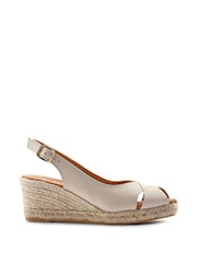 Blanco - Jones Bootmaker Blue Raquelle Leather Heeled Espadrilles - Imagen 3 de 7