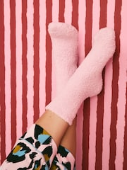 Rosa/azul - Eleanor Bowmer Pink Leopard Cosy Socks 2 Pack - Imagen 2 de 8
