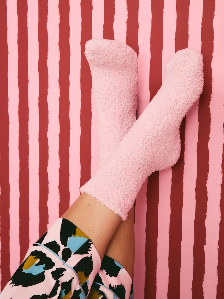 Rosa/azul - Eleanor Bowmer Pink Leopard Cosy Socks 2 Pack - Imagen 2 de 8