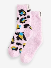 Rosa/azul - Eleanor Bowmer Pink Leopard Cosy Socks 2 Pack - Imagen 4 de 8