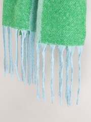 Eleanor Bowmer Blue and Green Check Scarf - Image 6 of 7