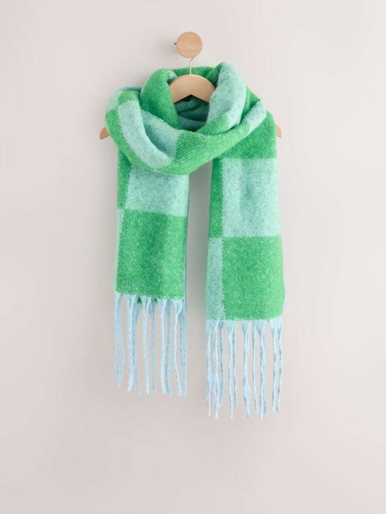 Eleanor Bowmer Blue and Green Check Scarf - Image 7 of 7