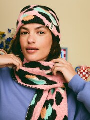 Eleanor Bowmer Pink/Blue Leopard Print Knitted Headband - Image 1 of 3