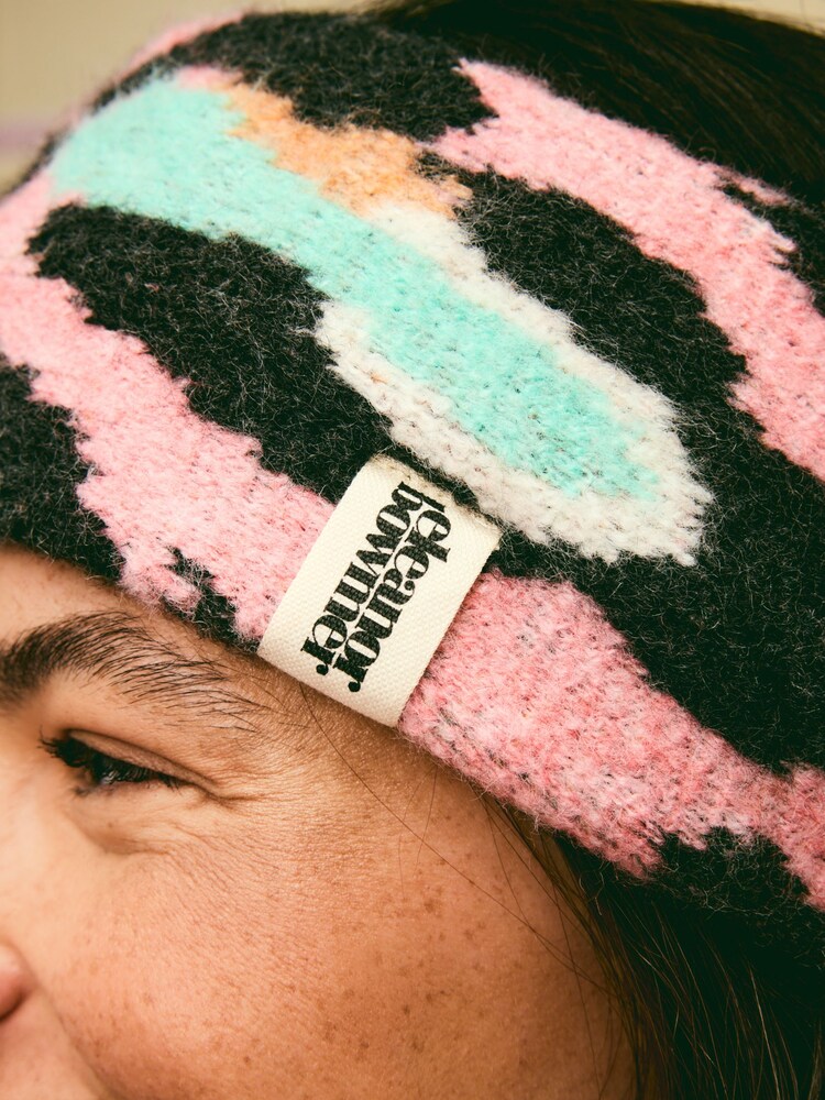 Eleanor Bowmer Pink/Blue Leopard Print Knitted Headband - Image 3 of 3