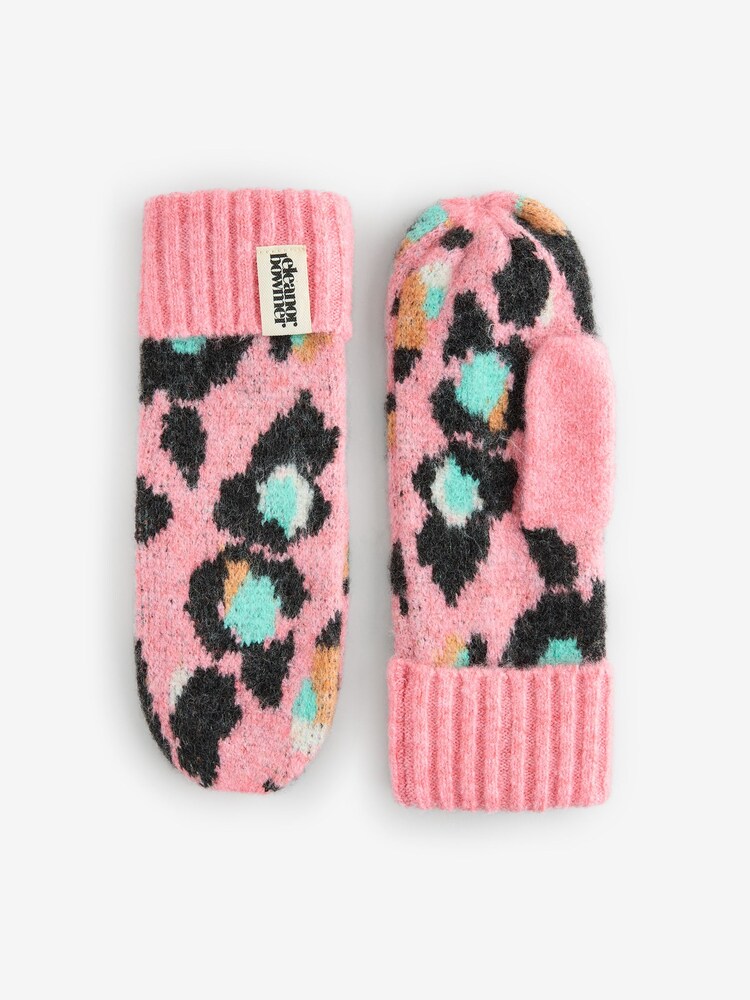 Eleanor Bowmer Pink/Blue Leopard Print Mittens - Image 1 of 8