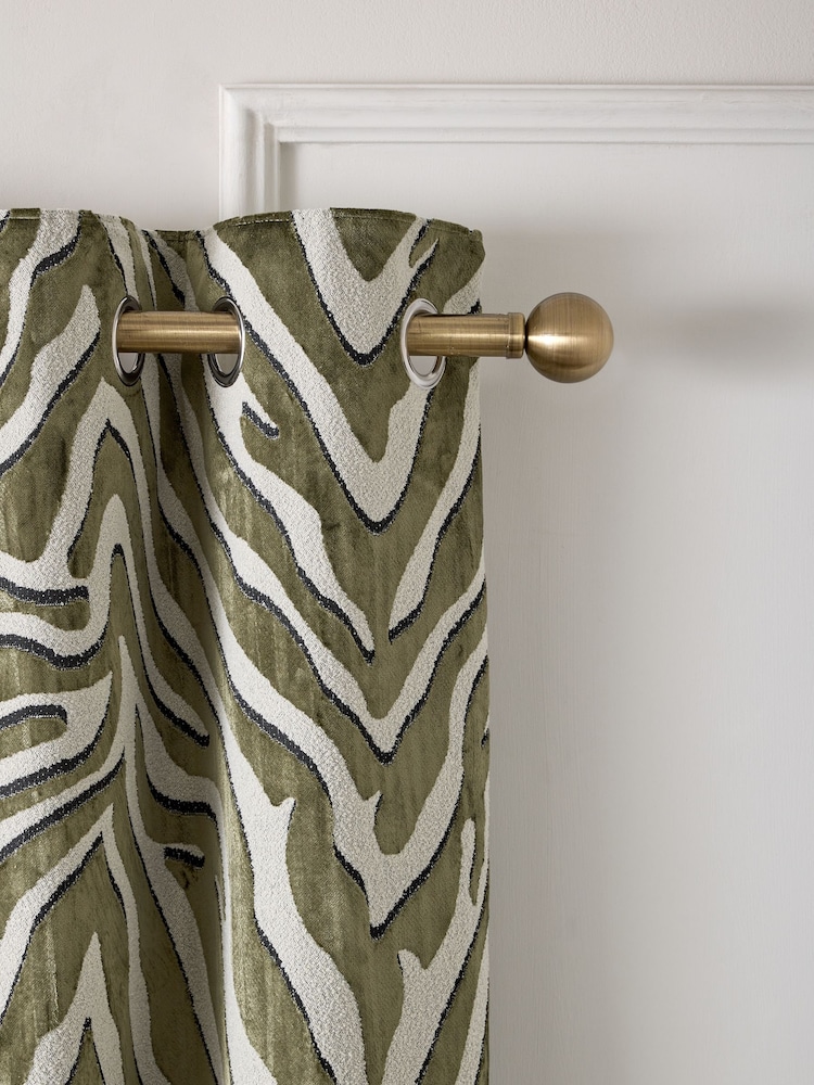 Green Collection Luxe Heavyweight Velvet Animal Print Eyelet Lined Curtains - Image 1 of 5