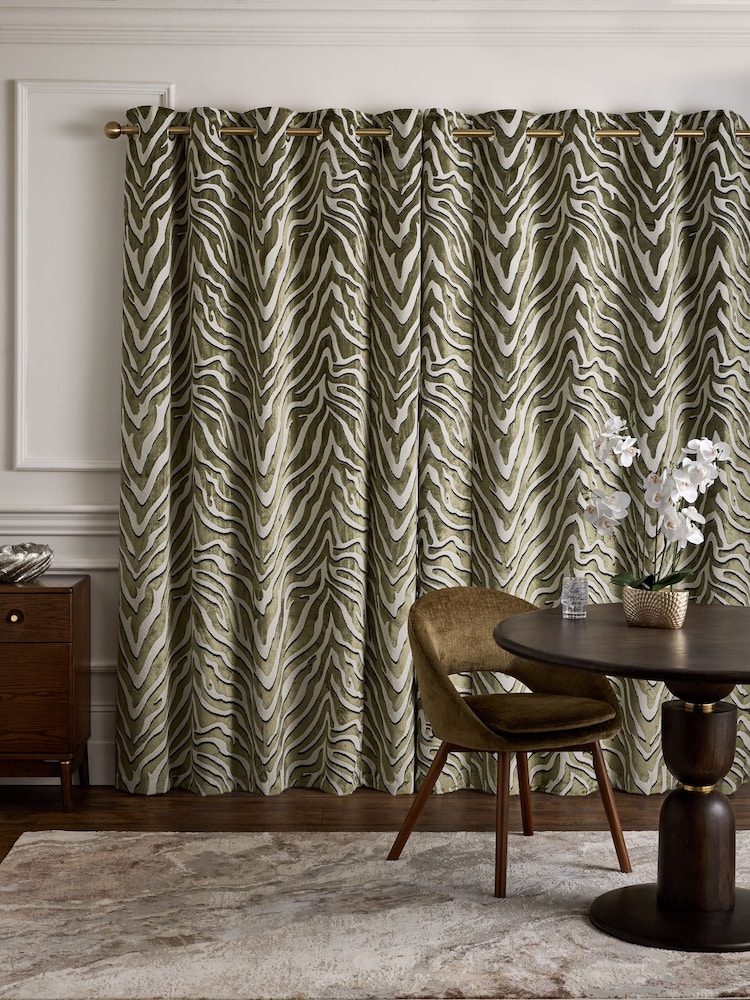 Kolekcija Luxe Teška Velvet Životinjski print Eielet Lined Zavese - Image 3 of 5