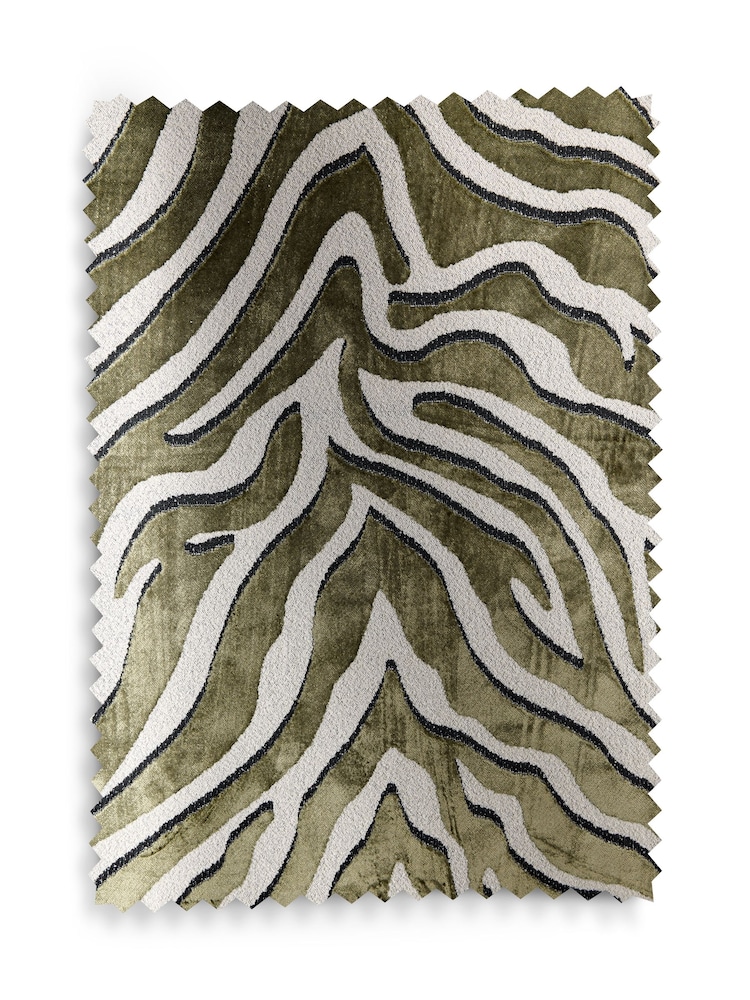 Green Collection Luxe Heavyweight Velvet Animal Print Eyelet Lined Curtains - Image 5 of 5