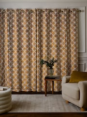 Collection Luxe Heavyweight Velvet Geometric Eyelet Lined Curtains - Изображение 3 из 5