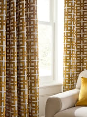 Collection Luxe Heavyweight Velvet Geometric Eyelet Lined Curtains - Изображение 4 из 5