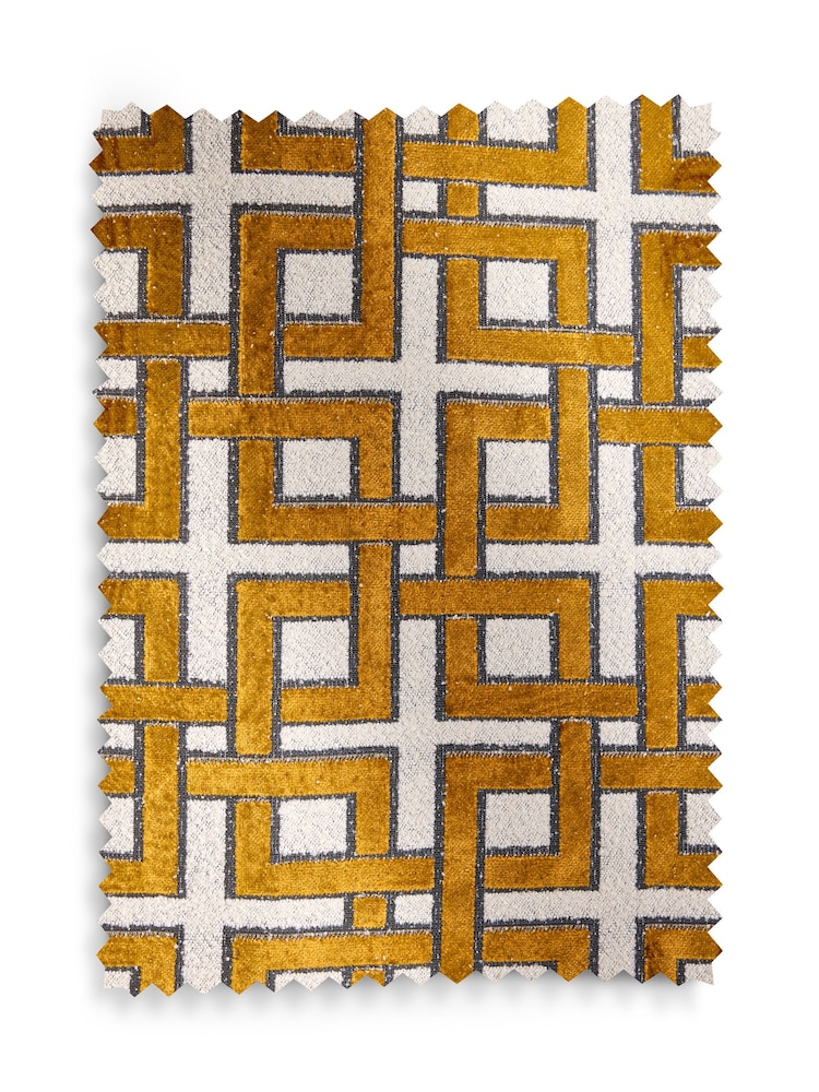 Collection Luxe Heavyweight Velvet Geometric Eyelet Lined Curtains - Bild 5 von 5 Collection Luxe Heavyweight Velvet Geometric Eyelet Lined Curtains - Bild 5 von 5