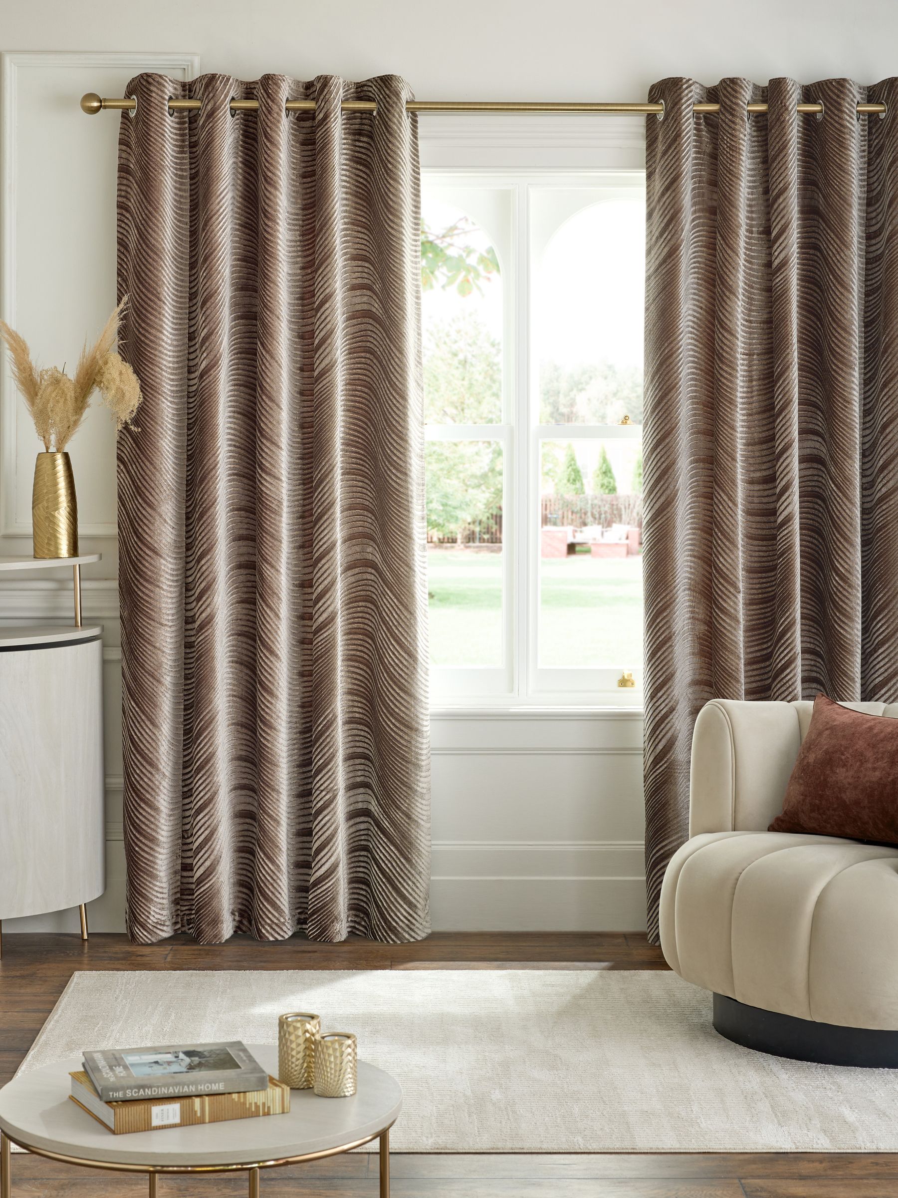 Buy Mocha Brown Collection Luxe Heavyweight Velvet Swirl Eyelet Lined
