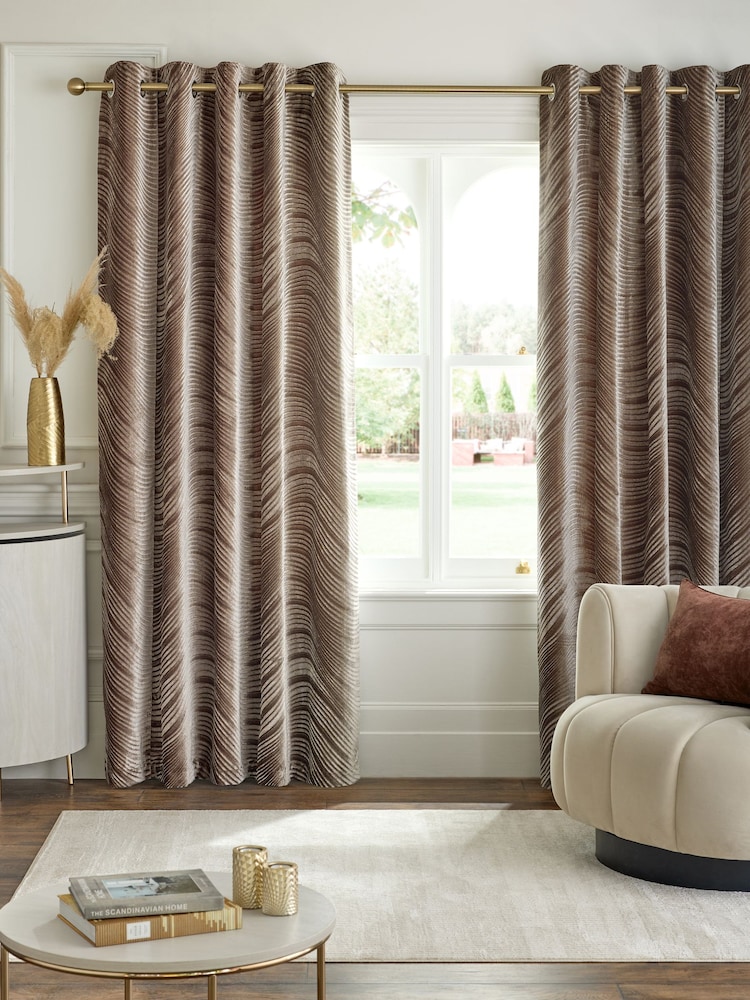 Collection Luxe Heavyweight Velvet Swirl Eyelet Lined Curtains - Изображение 2 из 5