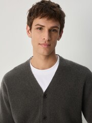 Dark Green Relaxed Fit Cosy Cardigan with Wool - Image 4 of 7