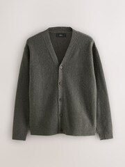 Dark Green Relaxed Fit Cosy Cardigan with Wool - Image 5 of 7