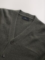 Dark Green Relaxed Fit Cosy Cardigan with Wool - Image 7 of 7