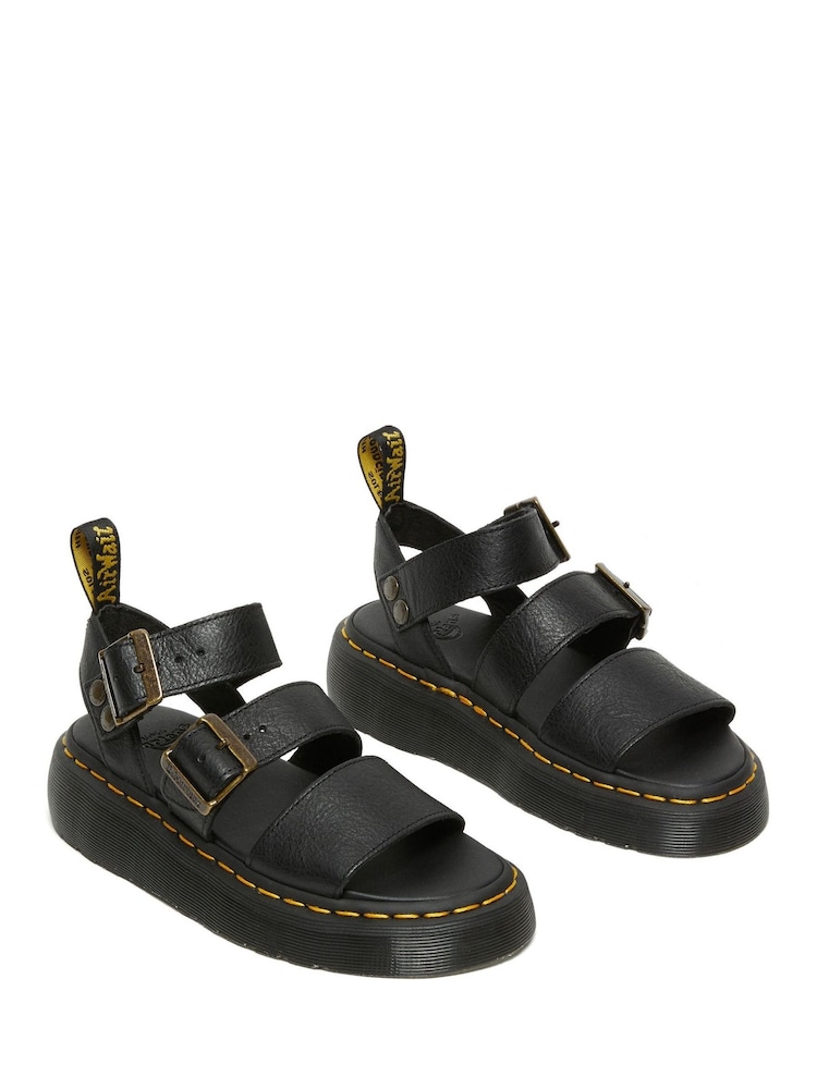 Dr. Martens Black Gryphon Quad Pisa Leather Sandals - Image 2 of 5 Dr. Martens Black Gryphon Quad Pisa Leather Sandals - Image 2 of 5