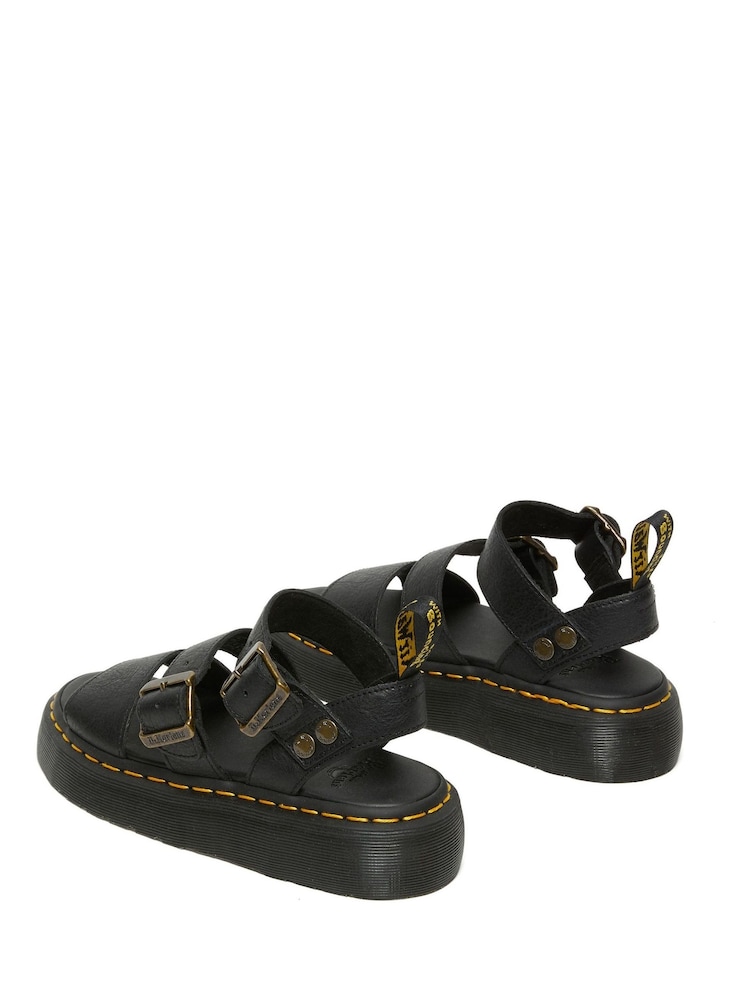 Dr. Martens Black Gryphon Quad Pisa Leather Sandals - Image 3 of 5