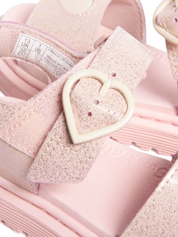 وردي - Dr. Martens Junior Marlowe Hearts Glitter Sandals - صورة 2 من 6