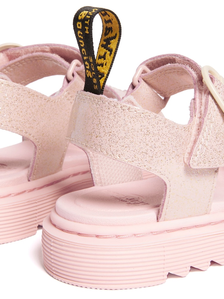 Dr. Martens Pink Junior Marlowe Hearts Glitter Leather Sandals - Image 5 of 6