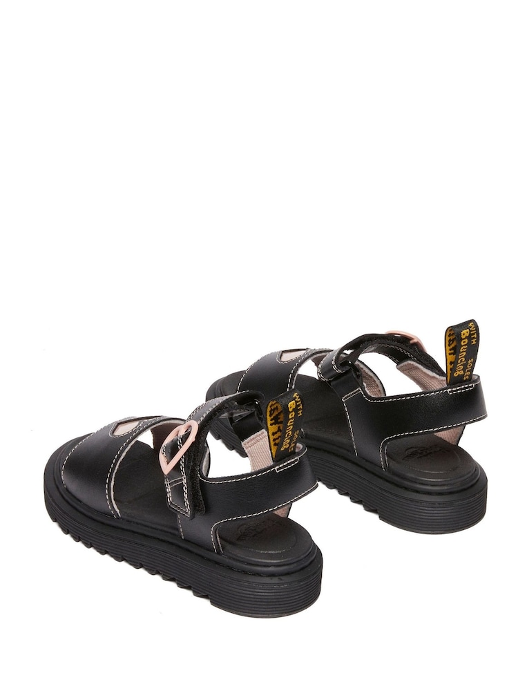 Dr. Martens Black Junior Marlowe Hearts Glitter Leather Sandals - Image 4 of 5