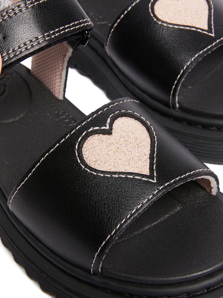 أسود - Dr. Martens Junior Marlowe Hearts Glitter Sandals - صورة 5 من 5