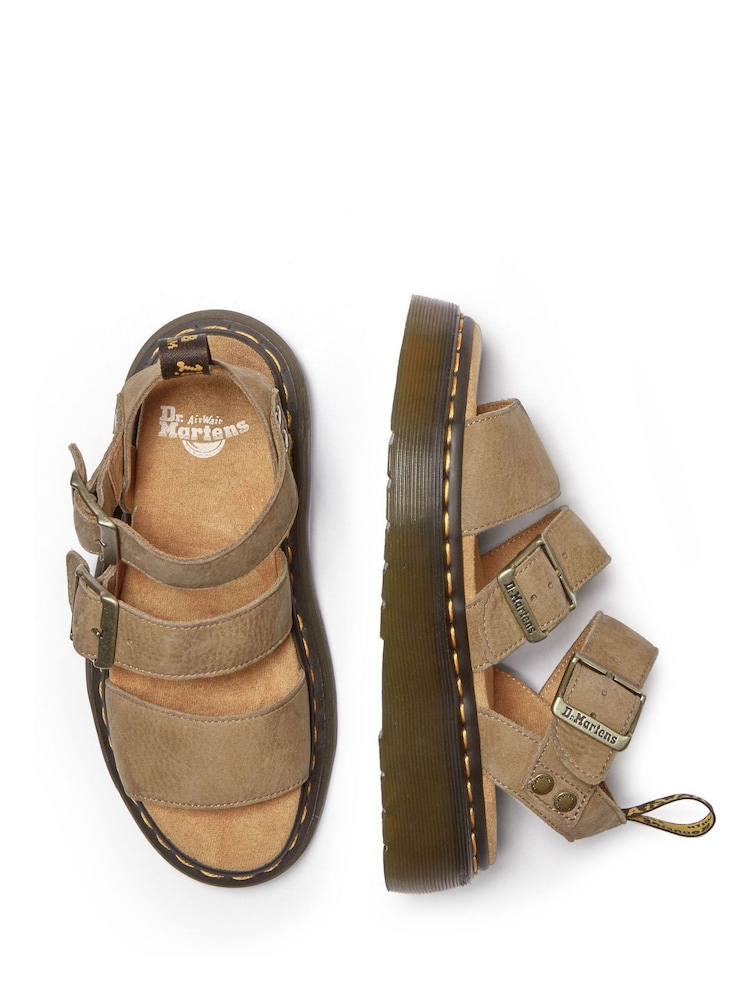 שמנת - Dr. Martens Gryphon Quad Pisa Leather Sandals - Image 5 of 6