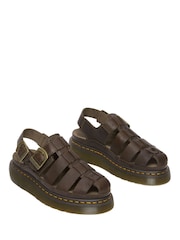 Dr. Martens Brown Wrenlie Grizzly Fisherman Leather Sandals - Image 2 of 5