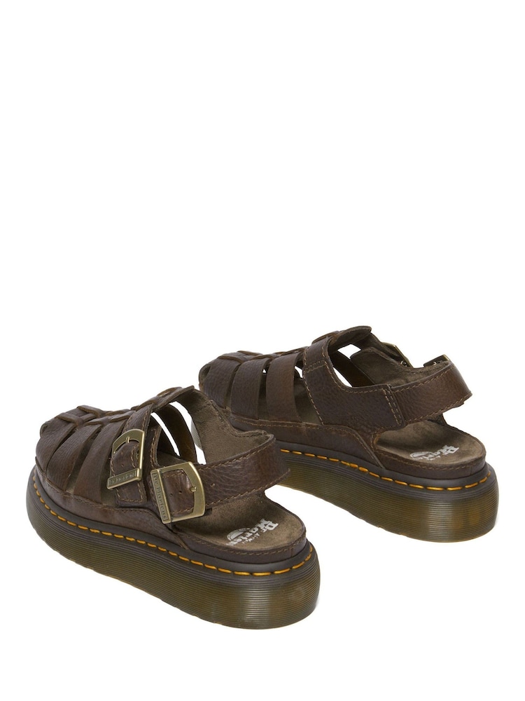 Dr. Martens Brown Wrenlie Grizzly Fisherman Leather Sandals - Image 3 of 5