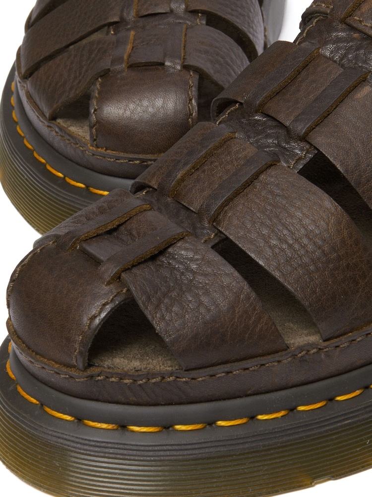 Dr. Martens Brown Wrenlie Grizzly Fisherman Leather Sandals - Image 4 of 5