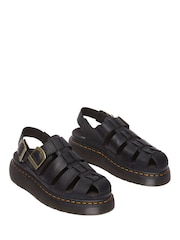 Dr. Martens Black Wrenlie Grizzly Fisherman Leather Sandals - Image 3 of 5