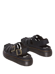Dr. Martens Black Wrenlie Grizzly Fisherman Leather Sandals - Image 4 of 5