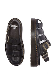 Dr. Martens Black Wrenlie Grizzly Fisherman Leather Sandals - Image 5 of 5