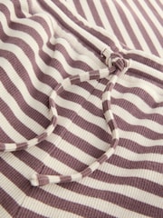 Mocha Brown Stripe Cosy Waffle Long Sleeve Pyjamas - Image 9 of 9