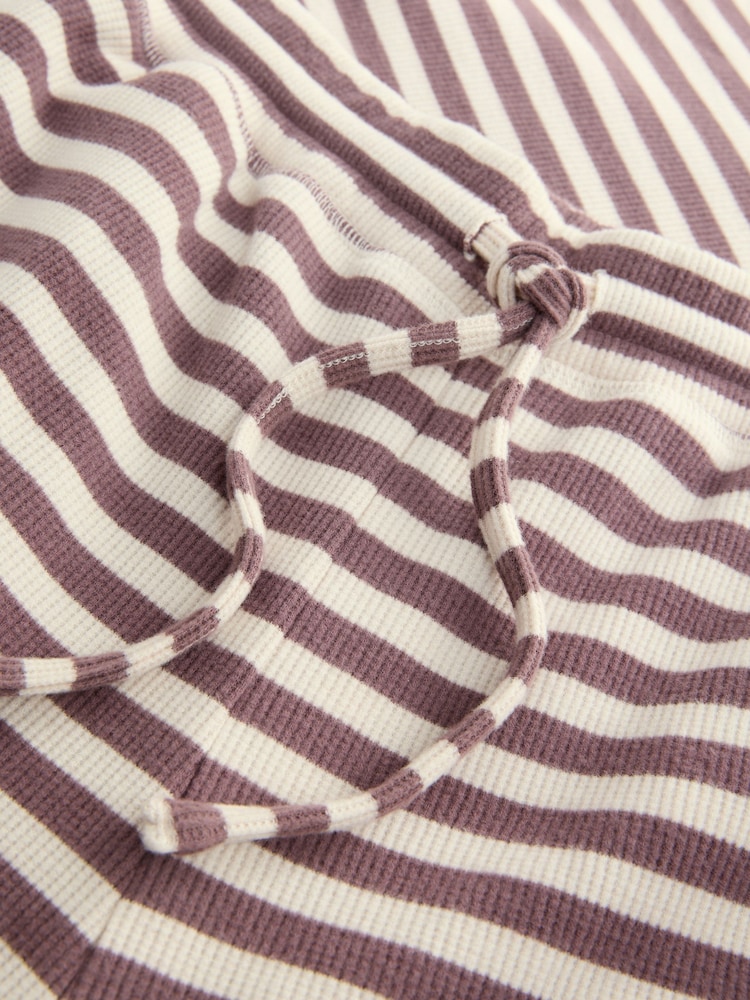 Mocha Brown Stripe Cosy Waffle Long Sleeve Pyjamas - Image 9 of 9