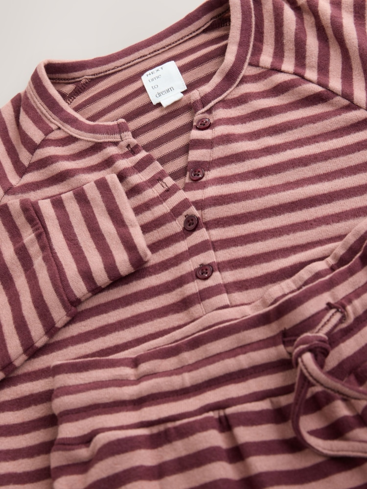 Berry Red Stripe Cosy Long Sleeve Pyjamas - Image 2 of 3