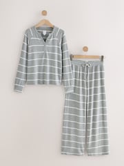 Grey Stripe Cosy Long Sleeve Pyjamas - Image 1 of 5