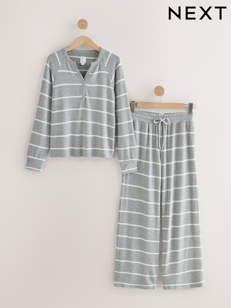 Grey Stripe Cosy Long Sleeve Pyjamas - Image 2 of 5