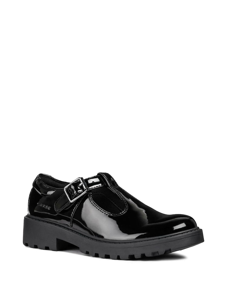 Geox J Casey G. E Buckle Black School Shoes - Image 2 of 6