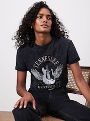 Mint Velvet Grey 100% Cotton Nashville Graphic T-Shirt - Image 3 of 6