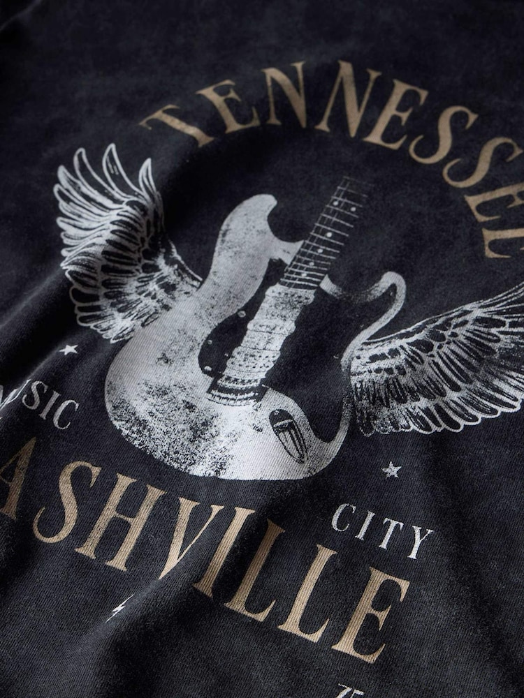 Mint Velvet Grey 100% Cotton Nashville Graphic T-Shirt - Image 6 of 6