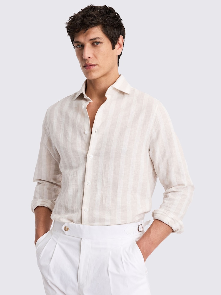 MOSS Natural Cotton Linen Stripe Shirt - Image 1 of 5