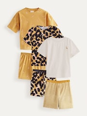Ochre Giraffe 100% Cotton Short Set Pyjamas 3 Pack - Image 1 of 4