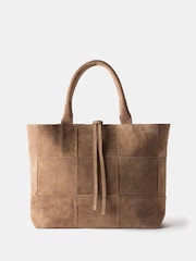 Mint Velvet Brown Suede Woven Tote Bag - Image 1 of 4