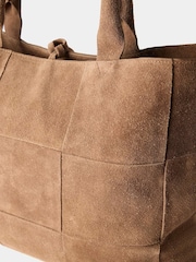 Mint Velvet Brown Suede Woven Tote Bag - Image 3 of 4