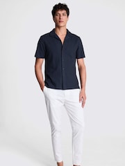 MOSS Blue Knitted Cuban Collar Shirt - Image 3 of 5