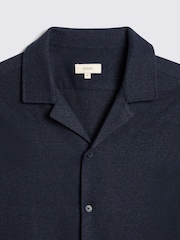 MOSS Blue Knitted Cuban Collar Shirt - Image 5 of 5