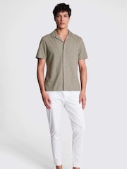 MOSS Natural Knitted Cuban Collar Shirt - Image 2 of 5