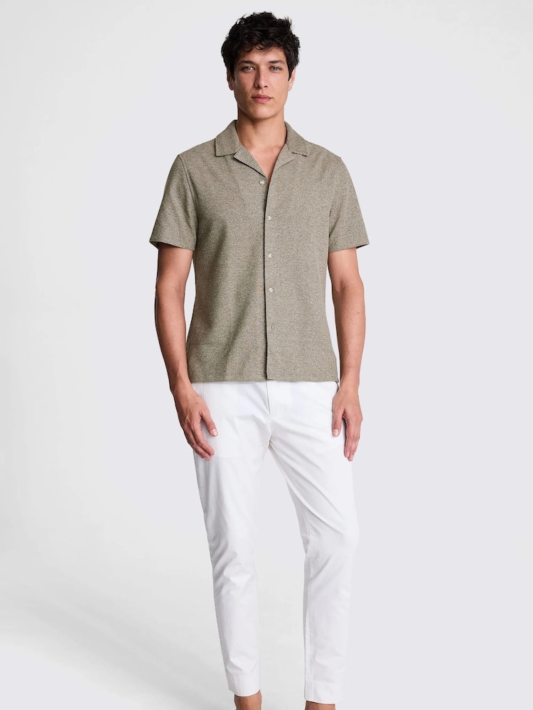 MOSS Natural Knitted Cuban Collar Shirt - Image 2 of 5 MOSS Natural Knitted Cuban Collar Shirt - Image 2 of 5